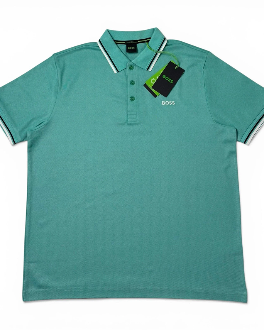 s-l1600 (11) 1 Hugo Boss Polo Shirt Turquoise Aqua Green Slim Fit Men’s Size L - Image 1