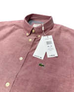 Lacoste Regular Fit Oxford Shirt Bordeaux/White Men’s Medium - Image 3