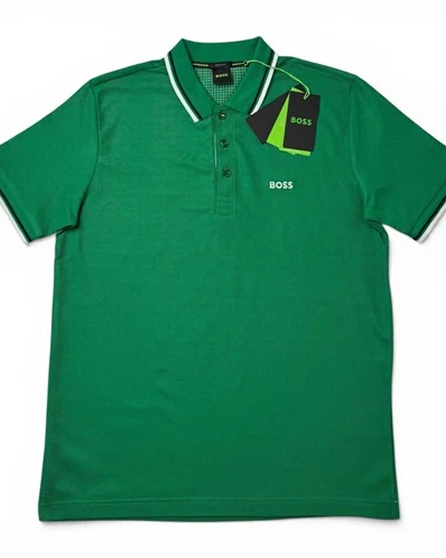 s-l500 (89) 1 Hugo Boss Polo Shirt Green Regular Fit Men’s Short Sleeve - Image 1