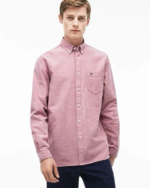 Lacoste Regular Fit Oxford Shirt Bordeaux/White Men’s Medium