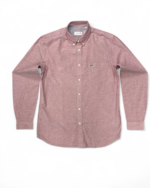Lacoste Regular Fit Oxford Shirt Bordeaux/White Men’s Medium - Image 4
