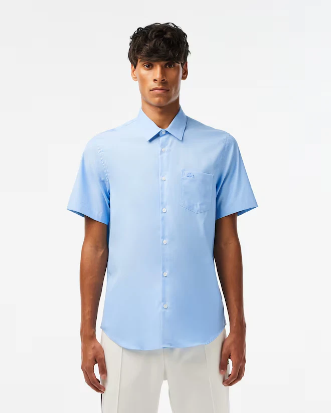 s-l1600 - 2026-07-06T180609.086 Lacoste Regular Fit Solid Cotton Shirt Blue Size Men’s Small - Image 1