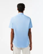 Lacoste Regular Fit Solid Cotton Shirt Blue Size Men’s Small - Image 8