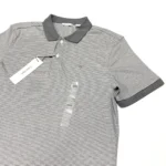 Calvin Klein Men's Regular Fit Cotton Pique Polo In Grey/White Size M - Image 3