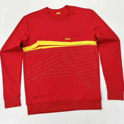 Hugo Boss Men's Regular Fit Crew Neck Sweatshirt In Red Size L