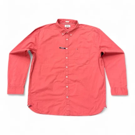 Tommy Hilfiger Men’s Slim Fit Long Sleeve Shirt In Pastel Red Size 3XL