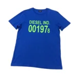 Diesel Men's Regular Fit Logo Shirt Sleeve T-Shirt In Blue Size L
