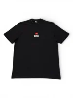 Diesel Mens Black T Shirt Small Logo Crew Neck Short Sleeve Tee Size L