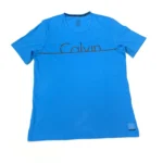 Calvin Klein Regular Fit Men's Crew Neck T-Shirt In Turquoise Blue Size L - Image 2