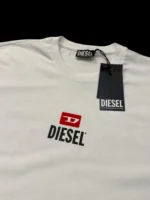 Diesel Mens White T Shirt Small Logo Crew Neck Short Sleeve Tee Size L - Image 4