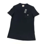 Guess Men's Triangle Logo Detail Pocket Front T-Shirt In Black Size S - Image 2