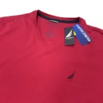 Nautica Men's Short Sleeve Solid Slim Fit V-Neck T-Shirt In Pink Size L - Image 4
