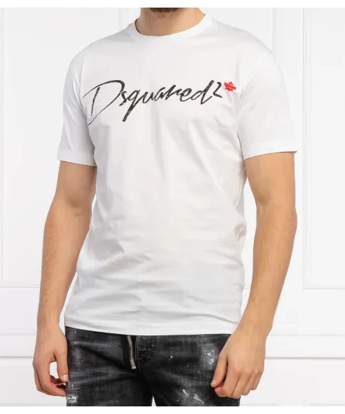 s-l1600 - 2026-07-08T200445.906 Dsquared2 Logo Script T-Shirt White Maple Leaf Print Size M - Image 1