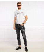 Dsquared2 Logo Script T-Shirt White Maple Leaf Print Size M - Image 2