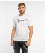 Dsquared2 Logo Script T-Shirt White Maple Leaf Print Size M - Image 5