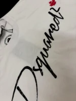 Dsquared2 Logo Script T-Shirt White Maple Leaf Print Size M - Image 7