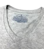 Tommy Hilfiger Men's V Neck Short Sleeve T-Shirt In Grey In Size L - Image 4