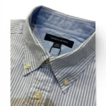 Tommy Hilfiger Men’s Blue White Stripe Shirt S Stretch Button Down - Image 2