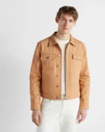 Club Monaco Men's Straight Fit Denim Jean Jacket In Sandstone | 536627