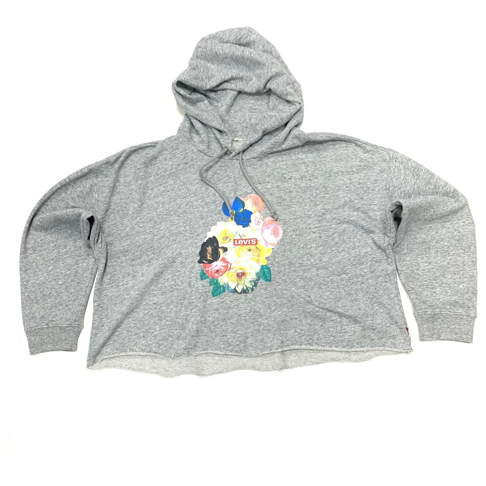 s-l1600 - 2026-07-09T185505.921 Levi’s Women's Floral Print Cropped Hoodie In Grey Size XL/TG - Image 1