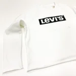 Levi’s Women's Relaxed Fit Graphic Raw Cut Hem Sweatshirt In White - Image 5