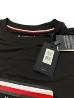 Tommy Hilfiger Men’s Black T Shirt Small Signature Stripe Logo Tee - Image 4