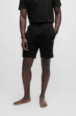 Hugo Boss Men's Stretch-Cotton Shorts With Contrast Logo and Drawcord In Black - Image 4