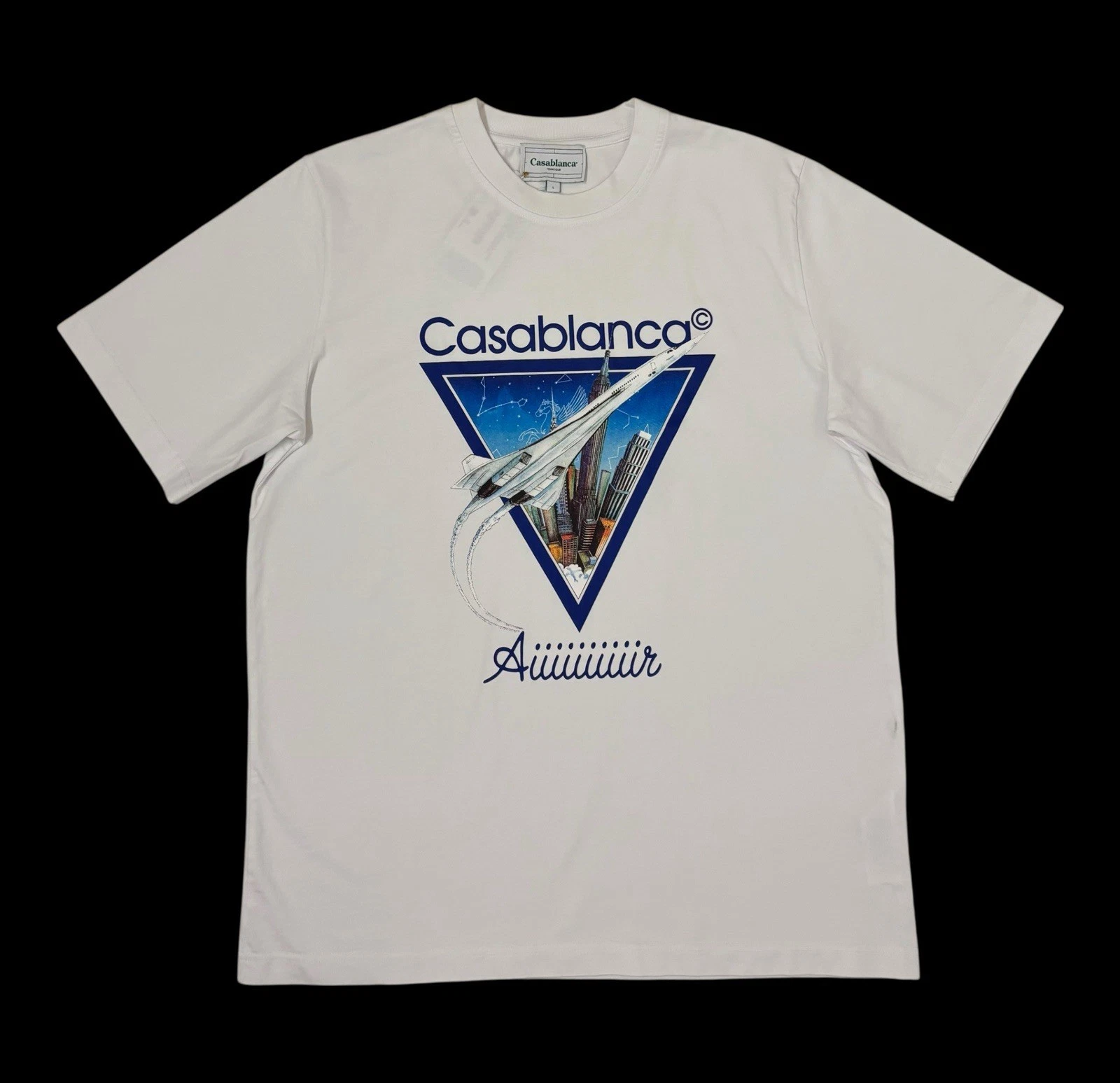 s-l1600 - 2026-07-10T234528.448 Casablanca Aiir Printed T Shirt White Graphic Airplane Design Size L - Image 1