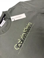 Calvin Klein Men’s Thyme Green Double Flock Logo T-Shirt Size S - Image 2