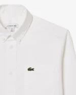 Lacoste Kids Oxford Breast Pocket Shirt In White Size 12A | CJ5296-00 - Image 3