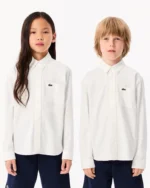Lacoste Kids Oxford Breast Pocket Shirt In White Size 12A | CJ5296-00 - Image 4