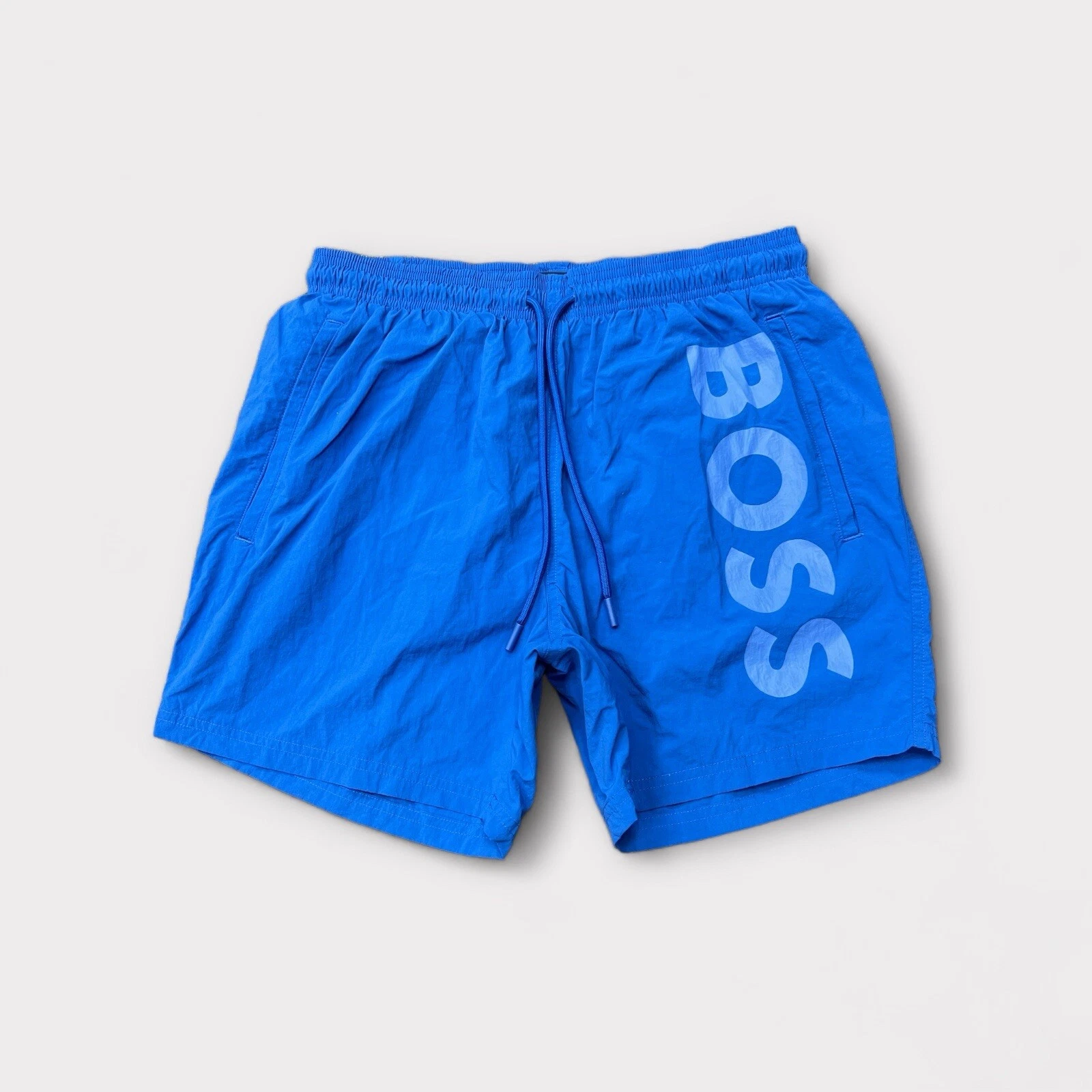 s-l1600 - 2026-07-13T165601.986 BOSS Men's Swim Shorts With Large Contrast Logo In Blue - Image 1