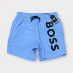Boss Men's Vertical-Logo-Print Swim Shorts In Quick-Dry Poplin In Blue - Image 5