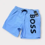 Boss Men's Vertical-Logo-Print Swim Shorts In Quick-Dry Poplin In Blue - Image 6