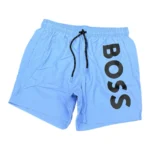 Boss Men's Vertical-Logo-Print Swim Shorts In Quick-Dry Poplin In Blue - Image 11