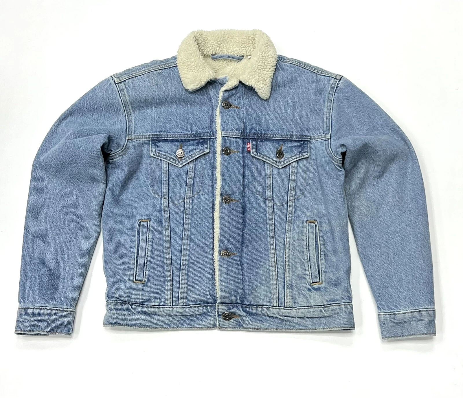 s-l1600 - 2026-07-13T184745.032 Levis Women's Original Sherpa Trucker Denim Jacket In Blue Size XS/TP - Image 1