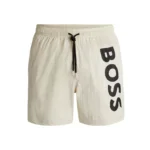 BOSS Men’s Quick-Dry Swim Shorts – Light Beige Poplin