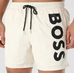 BOSS Men’s Quick-Dry Swim Shorts – Light Beige Poplin - Image 3