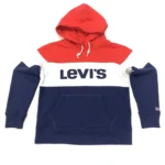 Levi’s Women's Sport Hoodie Raw Cut Colour Block in Red/Navy/White Size M