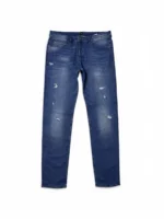 Hugo Boss Men’s Distressed Stretch Jeans Blue Knit Denim W38 L34 Slim Straight