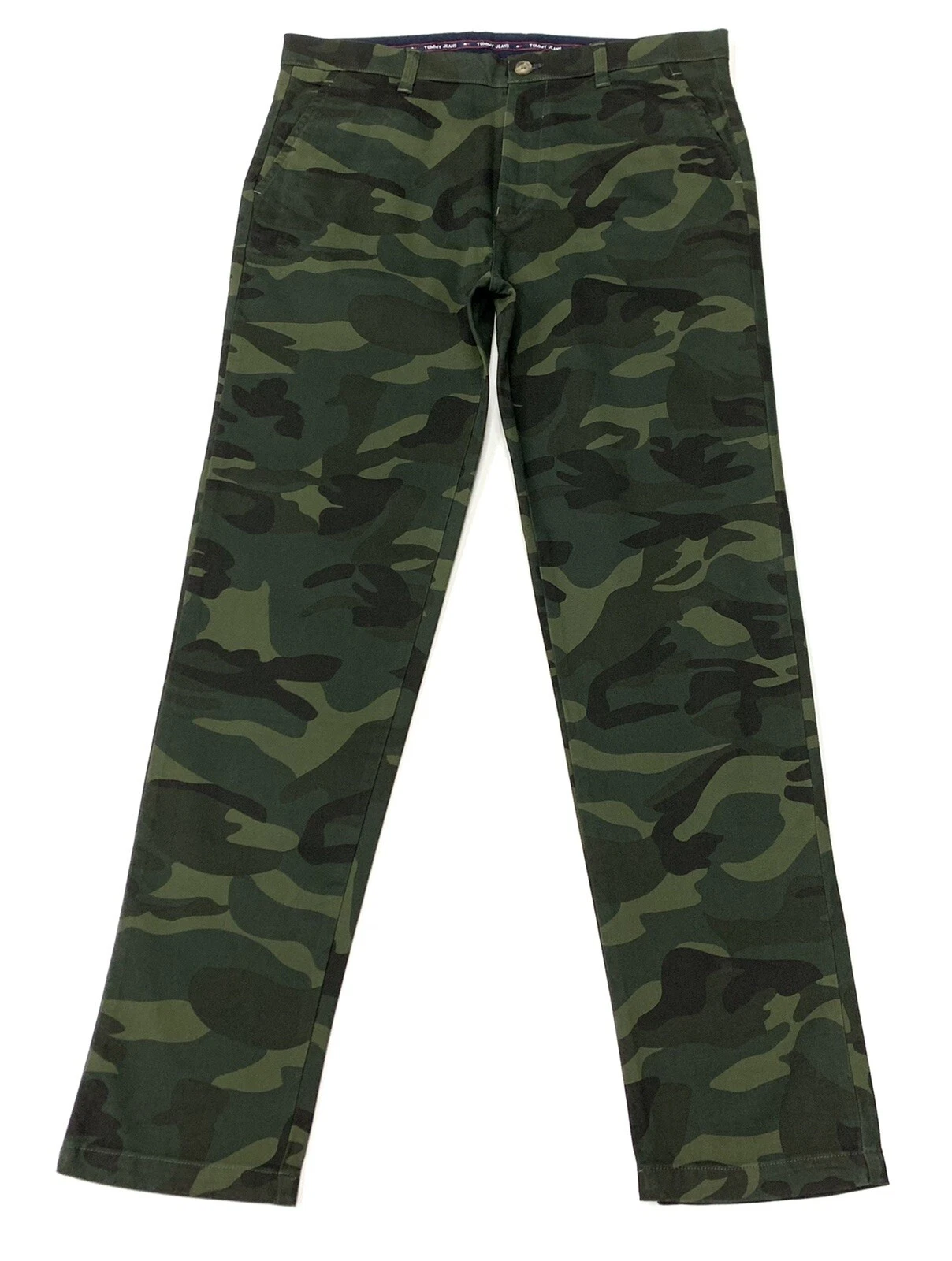 s-l1600 (46) Tommy Hilfiger Men's Custom Slim Fit Lightweight Dark Green Camouflage Pant - Image 1