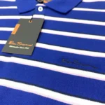 Ben Sherman Men's Short Sleeve Striped Polo T-Shirt In Blue Size S - Image 6