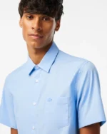 Lacoste Regular Fit Solid Cotton Shirt Blue Size Men’s Small - Image 9