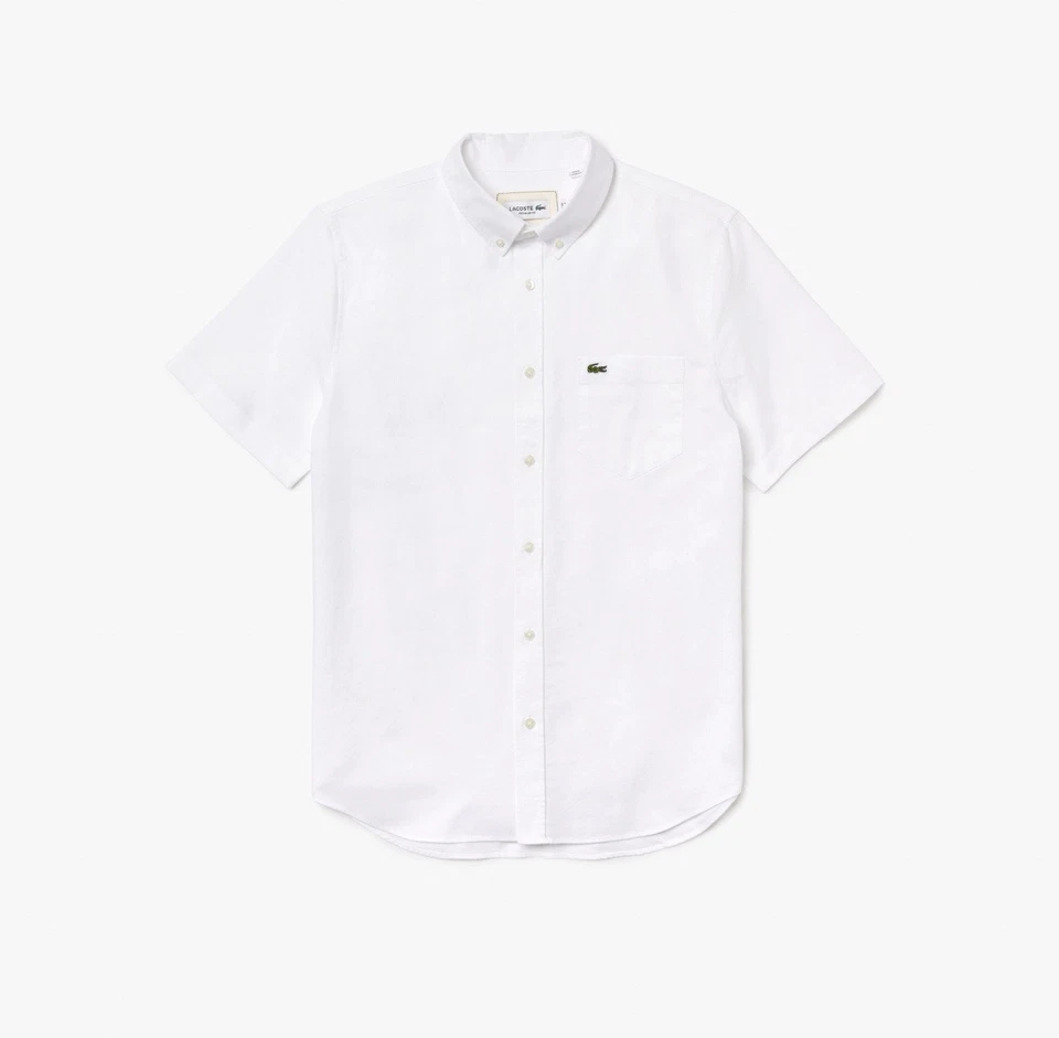s-l960 (27) Lacoste Men’s Regular Fit Short-Sleeve Oxford Shirt In White Size S - Image 1