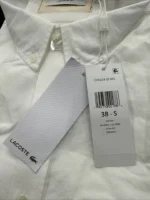 Lacoste Men’s Regular Fit Short-Sleeve Oxford Shirt In White Size S - Image 7