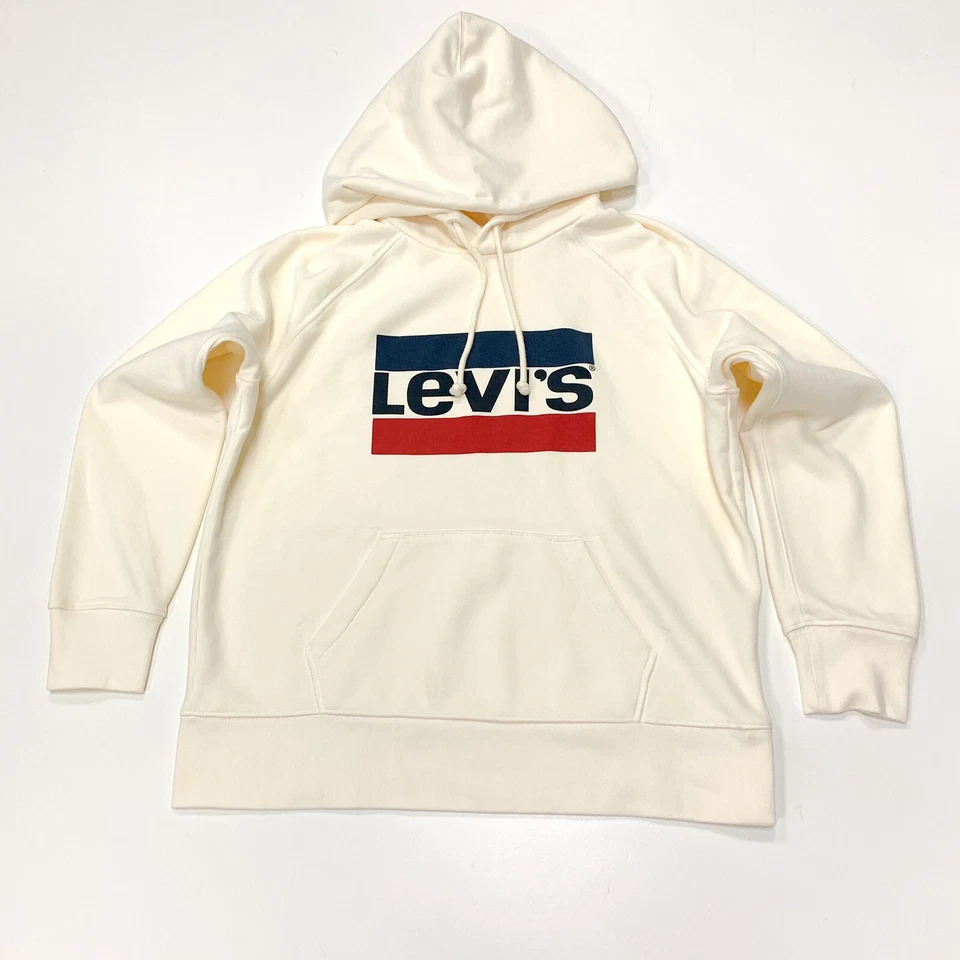 s-l960 (89) Levi’s Women's Relaxed Fit Graphic Sport Hoodie In Cream Off White - Image 1